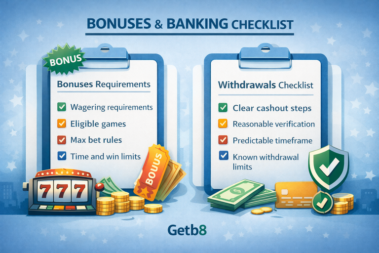 Bonus terms and banking checklist placeholder